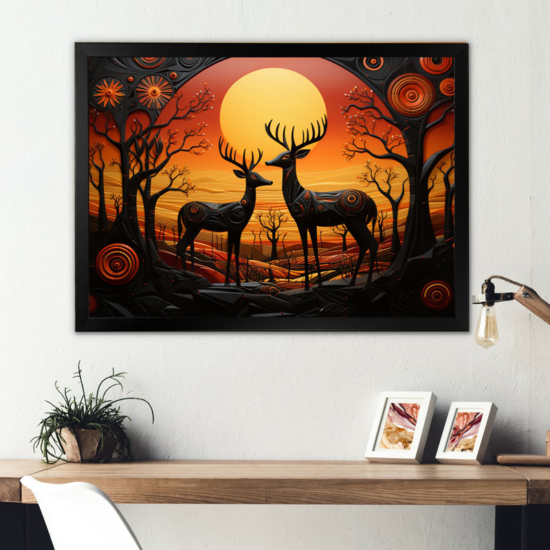 Cerf vibrant d'Afrique II sur toile, H 12 po x l 20 po x P 1 po, Cadre photo noir