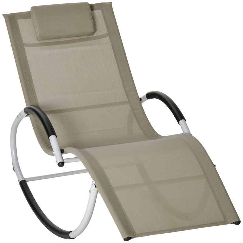 Chaise berçante d'extérieur en métal avec coussins Tulsha, Gris