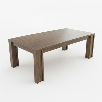 71" Farmhouse Dining Table, Seats 6-8, Rectangular Kitchen Table H-Legs & Wood Strip Base, Walnut