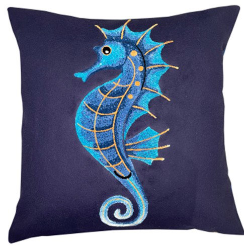 Kinard Abstract Blue Sqaure Cushion