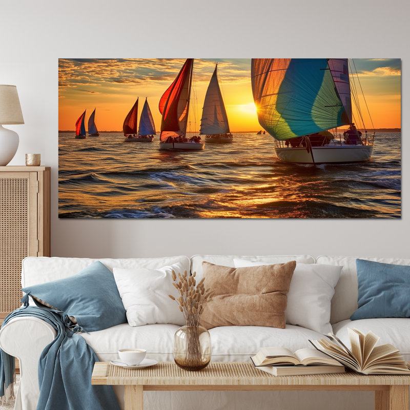 Boating Bliss II - Boating Wall Art, Wrapped Canvas, 28" H x 60" W x 1.5" D