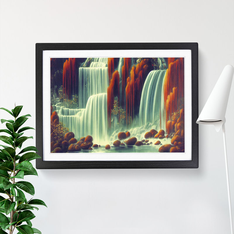 Artsy Waterfall - Single Picture Frame Print, Black, 34cm H x 46cm W
