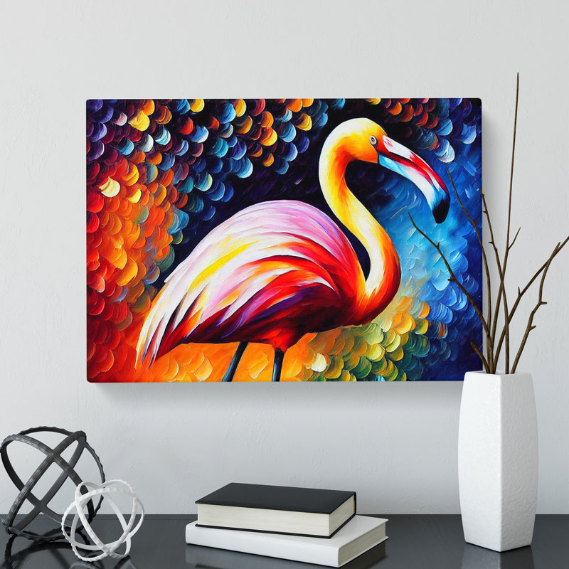 Flamingo Painting Vol.4 Abstract - Wrapped Canvas, 35cm H x 50cm W x 3cm D
