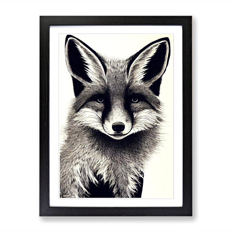 FRM-V0523-1022X Fox Expression 1 Piece Wall Art, 34cm H x 25cm W, Black Framed