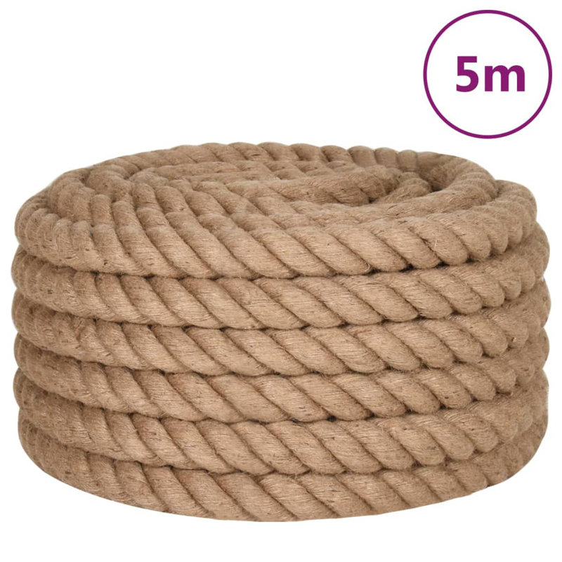 Corde de chanvre vidaXL, H 1,4 po x l 196,8 po x P 1,4 po