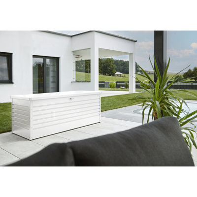 Coffre de terrasse en métal galvanisé avec verrou et fermeture hydraulique à fermeture en douceur Bio 71