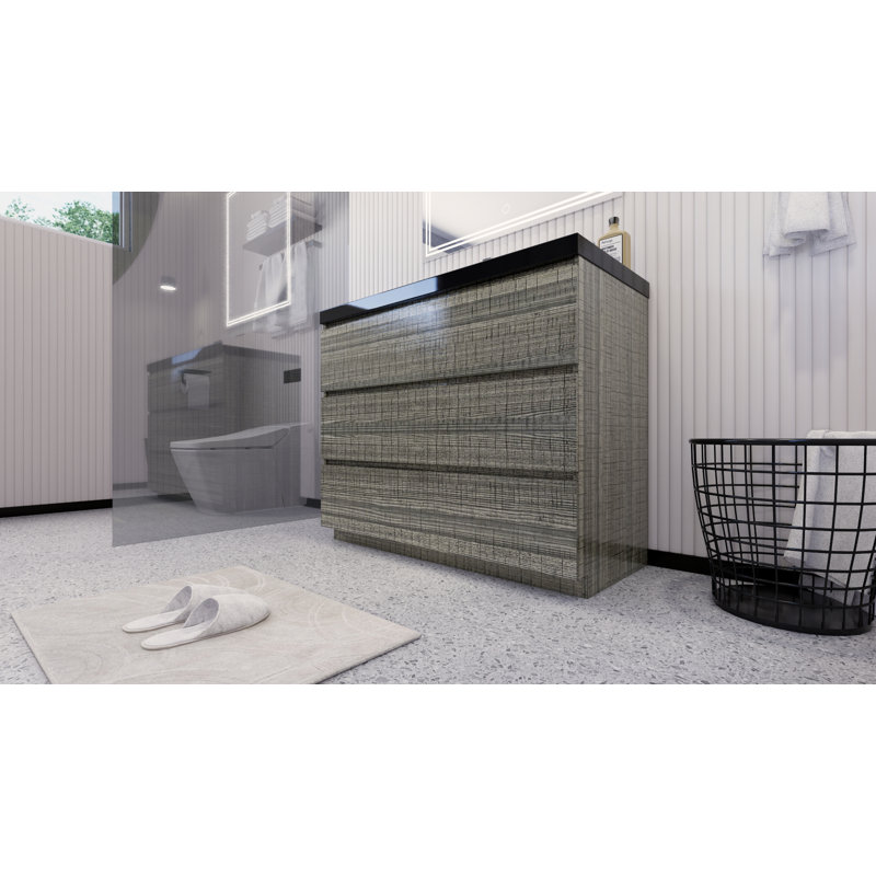 Base de meuble-lavabo Reyes, Gris cendre ultrabrillant