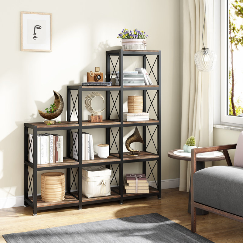 Haariys Unfinished Step Bookcase, Brown/Black