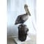 Statue pélican géante en aluminium avec base en corde NIFao - 78 po de hauteur, sculpture nautique pour décoration côtière, patio et marine - H 40 po x 33 po x 78 po
