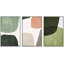 Mid-Century en forme de Tripyth vert, ovales multicolores abstraits, Mid-Century moderne, impression sur toile encadrée, 3 pièces, décoration murale-119385093-90847642