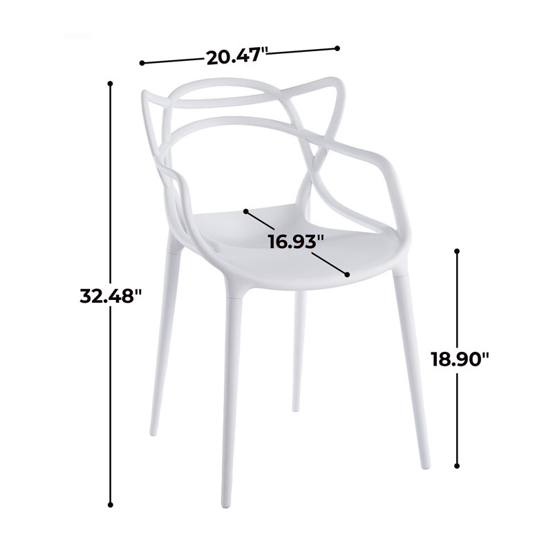 Chaise en plastique 4 pièces, Blanc