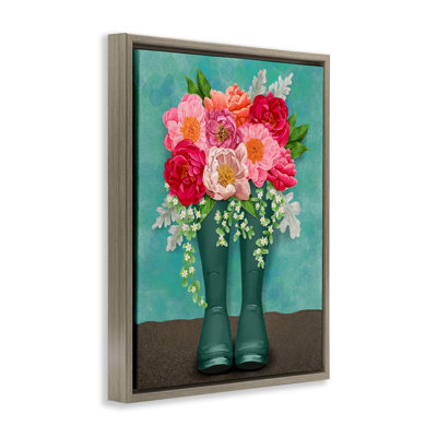 Cadre flottant Peony Rain Bottes, par Jilly Jack Designs