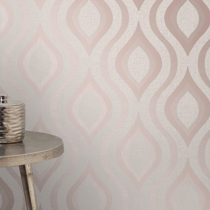 Bohannon 10m x 53cm Semi-Gloss Wallpaper Roll, Rose Gold