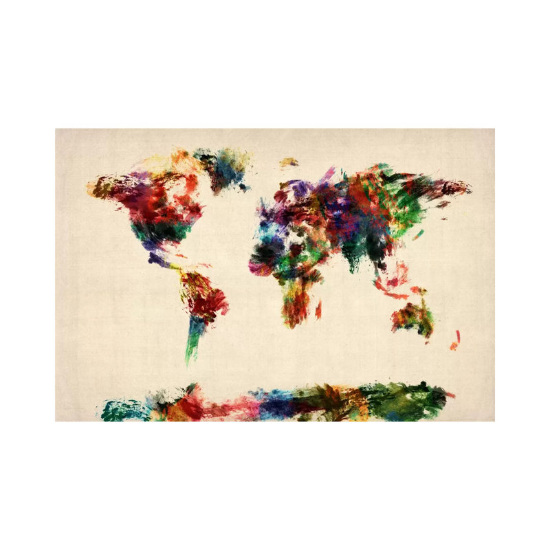 Map Of The World (Abstract Painting) by Michael Tompsett - Wrapped Canvas Painting, 152.5 cm H x 101.5 cm W