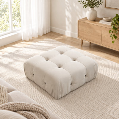 Repose-pieds carré standard en velours Jesse
