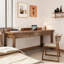 Bureau rectangulaire en bois massif avec tiroirs Walnut-353720425