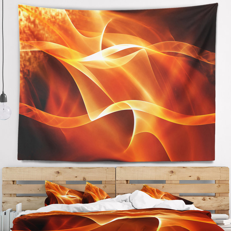 Tapisserie orange abstrait en 3d, H 32 po x l 39 po
