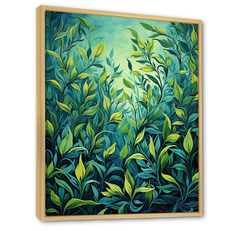 Herbs Tarragon Tales 5 - Art floral avec herbes, Cadre flottant brun, 44" H x 34" W