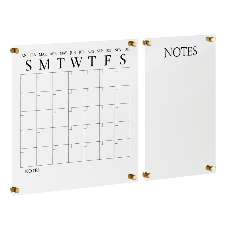 Clear Acrylic Wall Calendar and Notes Board Set with Marker