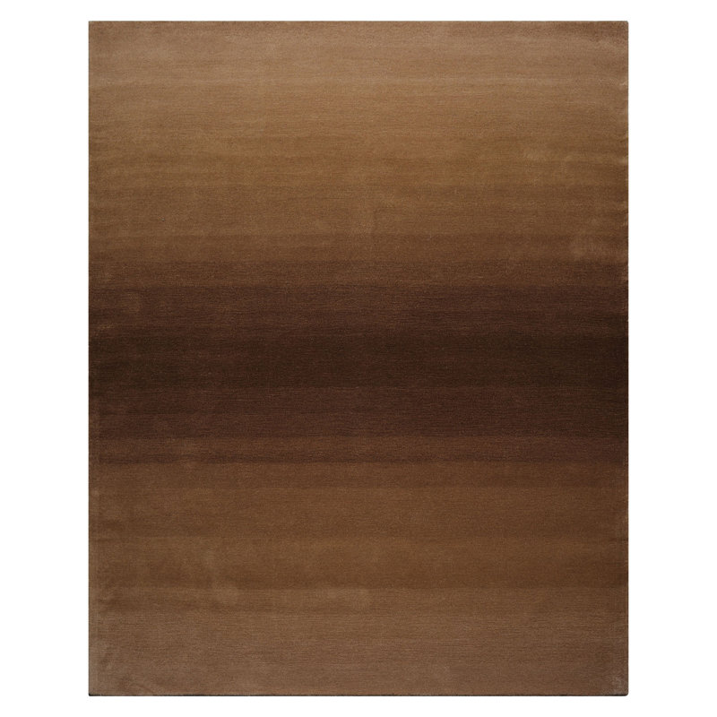 Tapis brun en laine touffeté à la main avec couches dégradées terreuses LoomBloom, Rectangle de 5 pi x 8 pi