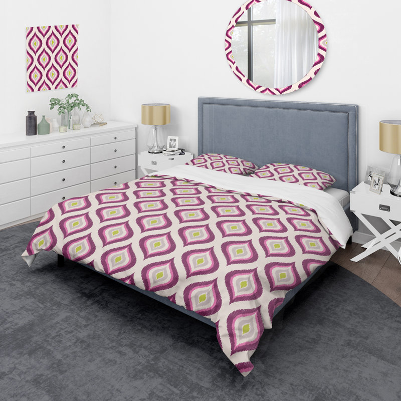 Ensemble de housse de couette à motif abstrait mauve, Housse de couette pour très grand lit et 2 très