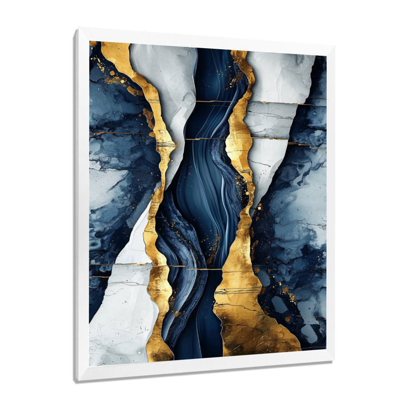 Standish - Abstract Wall Art Living Room, H 20 po x l 12 po, Picture Framed, Blanc