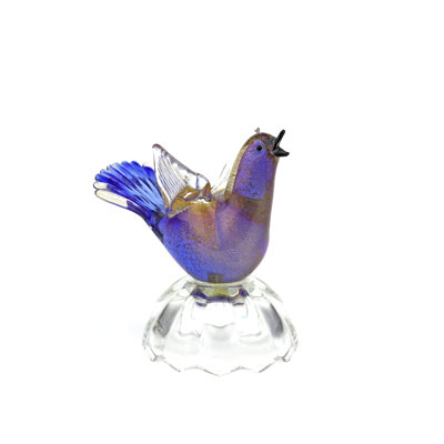 Murano Glass Bird On Clear Base