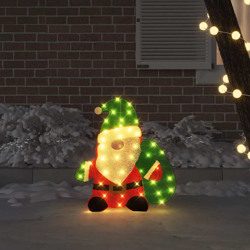  Lighted Santa Claus Warm White 62 X 70 Cm Tinsel Fabric