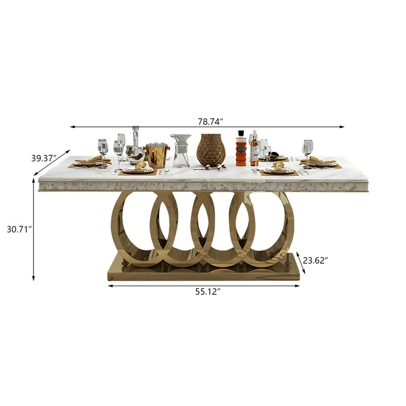 Table de salle à manger Marble, H 30,71 po x L 70,87 po x l 35,43 po
