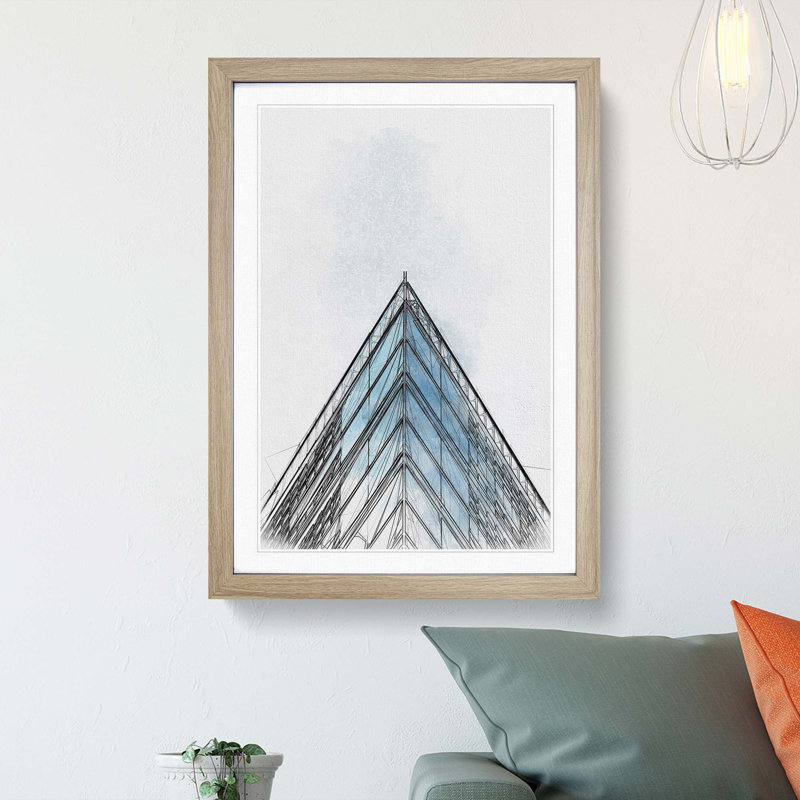 Sketching the Architecture Vol.60 - Picture Frame Drawing Print, Oak Framed, 65cm H x 48cm W x 2cm D