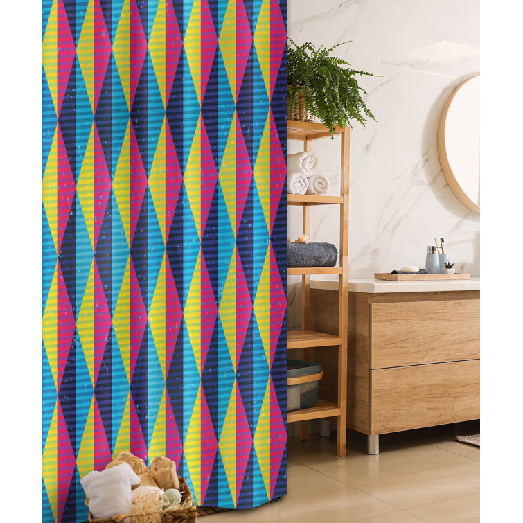 Bless international Geometric Shower Curtain with Hooks Included