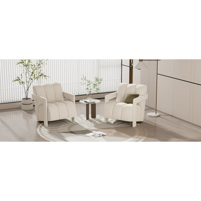 Ensemble de 2 fauteuils de loisir modernes 26,3 po avec accoudoirs en forme de L, tissu en polyester pour salon