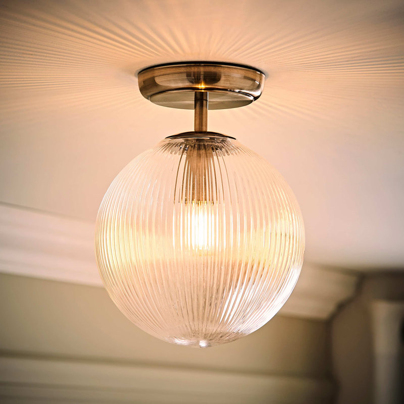 Springlake Glass Semi Flush Mount, Chrome