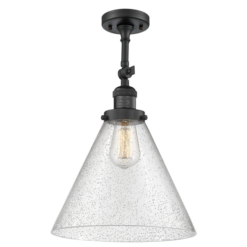 Plafonnier semi-encastré 1 lumière 12 po Tenny, Noir mat, Grainé, Ampoule non incluse