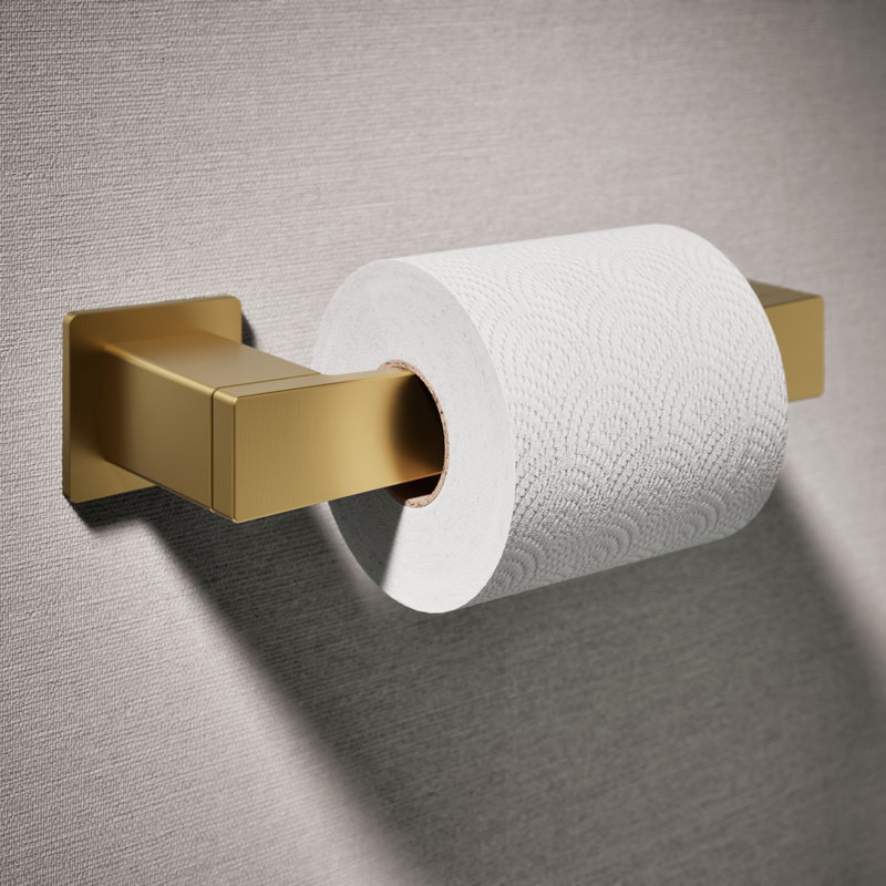 Honesty Pivoting Toilet Paper Holder, Wall-Mount Bathroom Toilet Paper Holder, Vibrant Brushed Moderne Brass