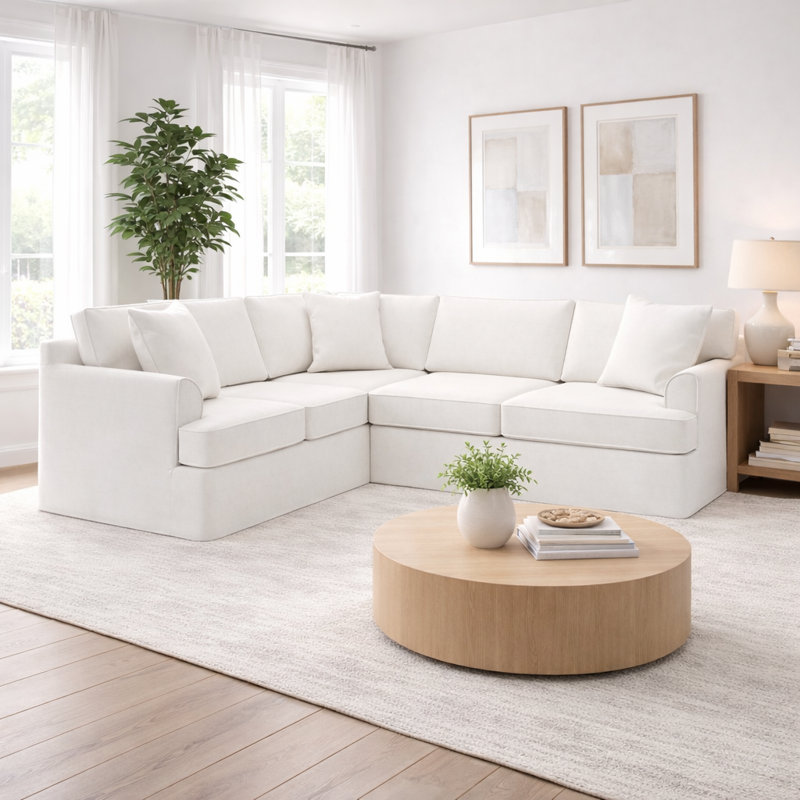Canapé modulaire 2 pièces Conradina, Orienté à gauche (vu de face), Chenille Crypton® neige Nomad