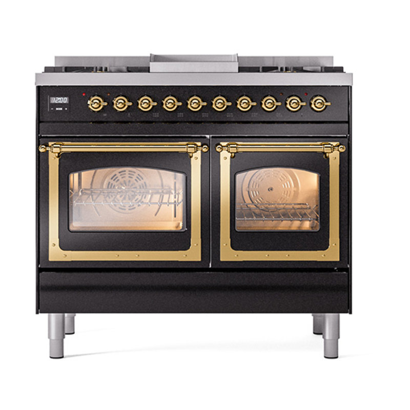 ILVE Nostalgie II Series Noblesse 40 inch Dual Fuel Range with 6 Sealed Burners, Griddle (Glass Door), Natural Gas
