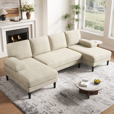 Canapé modulaire en forme de U de 110 po à double assise, canapé 4 places avec assise profonde pour salon d'appartement