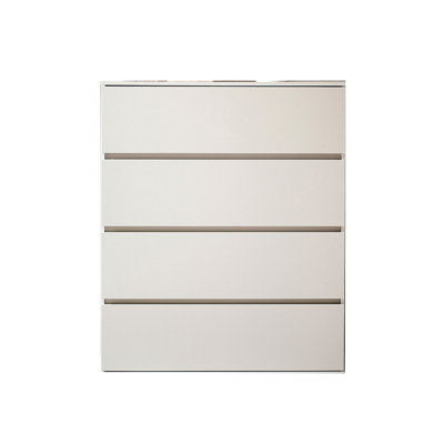 Commode haute Lina, 4 tiroirs à fermeture automatique, poignées étroites