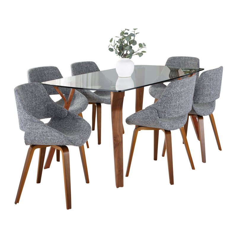 Laveryl 6 - Person Glass Top Four Leg Dining Set
