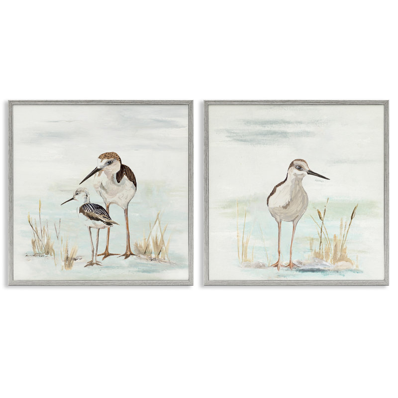 «Sandpipers parmi les graminées de plage», ensemble de 2 giclées par Patricia Pinto, H 24 po x l 24 po x P 1,5 po