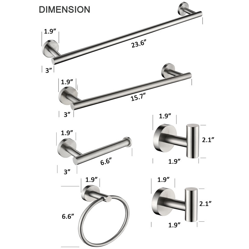 6 - Piece Bathroom Hardware Set, Brushed Nickel