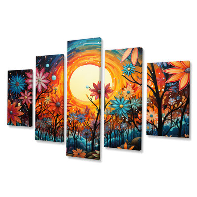 Palm Trees Palm Dot Collage  Palm Trees Wall Decor  5 Panels
