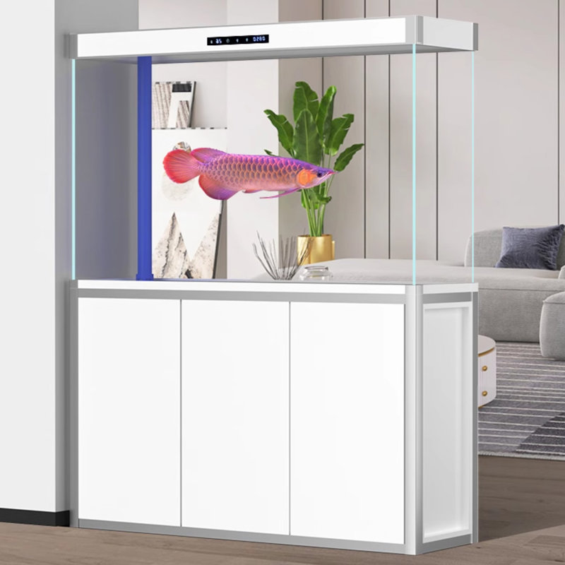 Aquarium moderne en verre écologique ultra transparent, 84,27 gallons (H 60,63 po x l 59,06 po x P 18,11 p, White