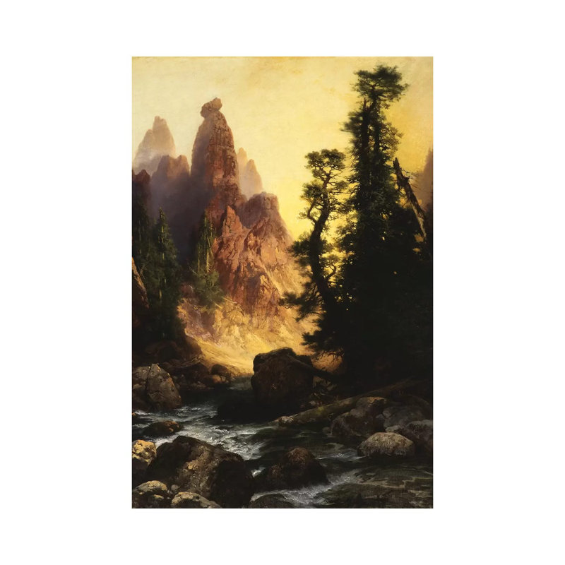 Below The Towers Of Tower Falls, Yellowstone Park, 1909 by Thomas Moran - Wrapped Canvas Painting