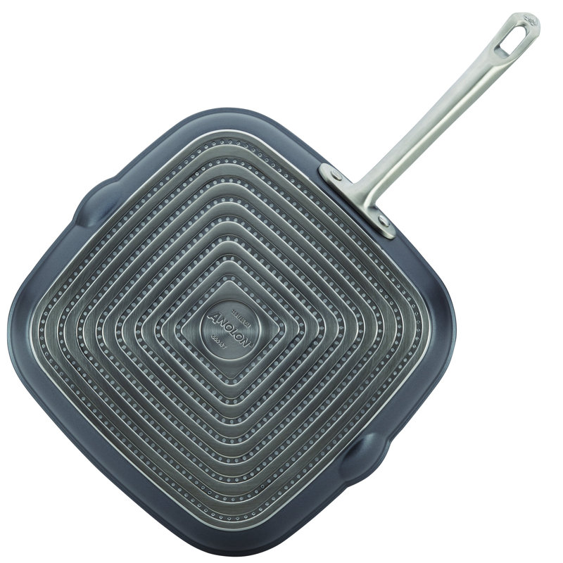 Accolade Forged Hard Anodized Nonstick Induction Square Stovetop Grill / Griddle Pan, 11 Inch, Moonstone