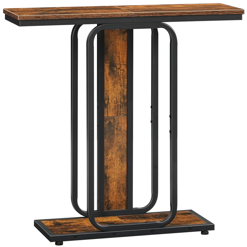 Industrial Entryway Console Table, Rustic Brown
