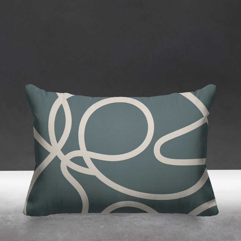 Coussin décoratif intérieur / extérieur Squiggles Abstract, 15 po x 15 po, gris, Carré