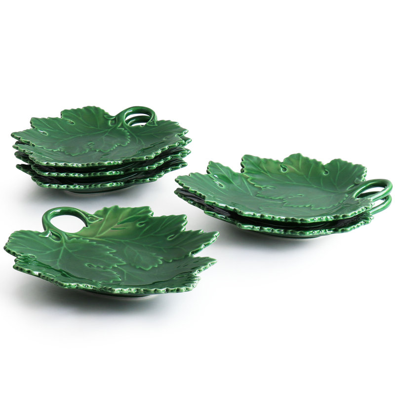 Martha Stewart Maple Leaf Figural Plate 6 Piece Set In Green