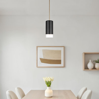 Saeger 1-Light Dimmable Cylinder Single Pendant